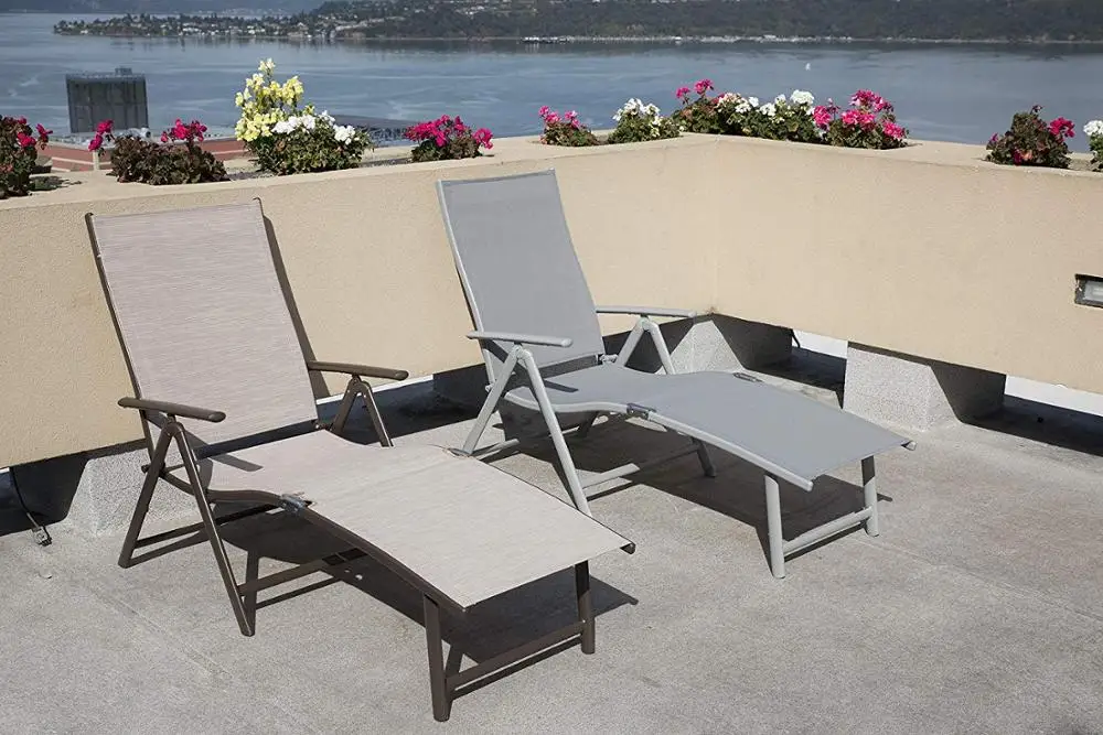 Aluminum Beach Yard Pool Folding Reclining Adjustable Chaise Lounge Chair