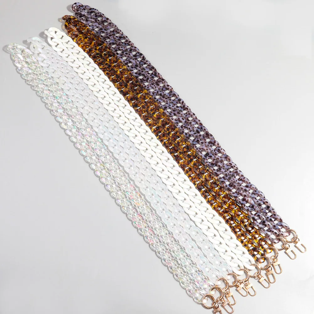 Fashion 2024 DIY Mobile Phone Chain Accessories Laser Pearl Sexy Leopard Print Chunky Links 120cm Crossbody Acrylic Bag Chain