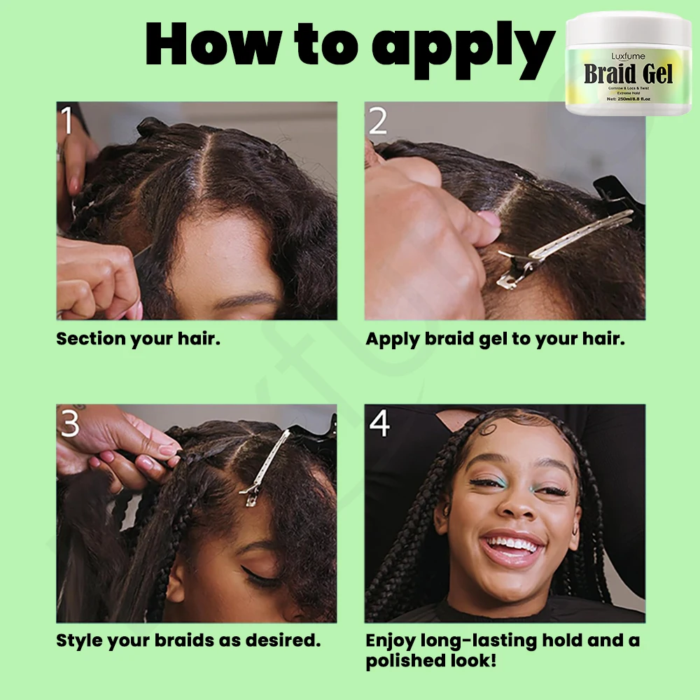 Luxfume Private Label Braid Gel Moisturizing Super Strong Setting Anti-itch Cooling Scalp Type For Twist Hair Styling