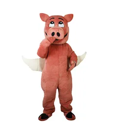 773 Business Customized Cute Pink Flying Pig Swine With Wings Cosplay Costumes Cartoon Halloween Mascot For Adults