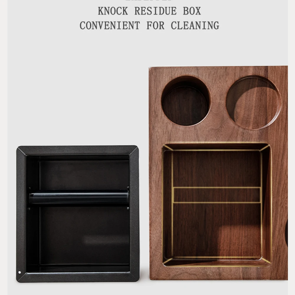 3 in 1 Wooden Knock Box Wood Coffee Espresso Filter Tamper Holder