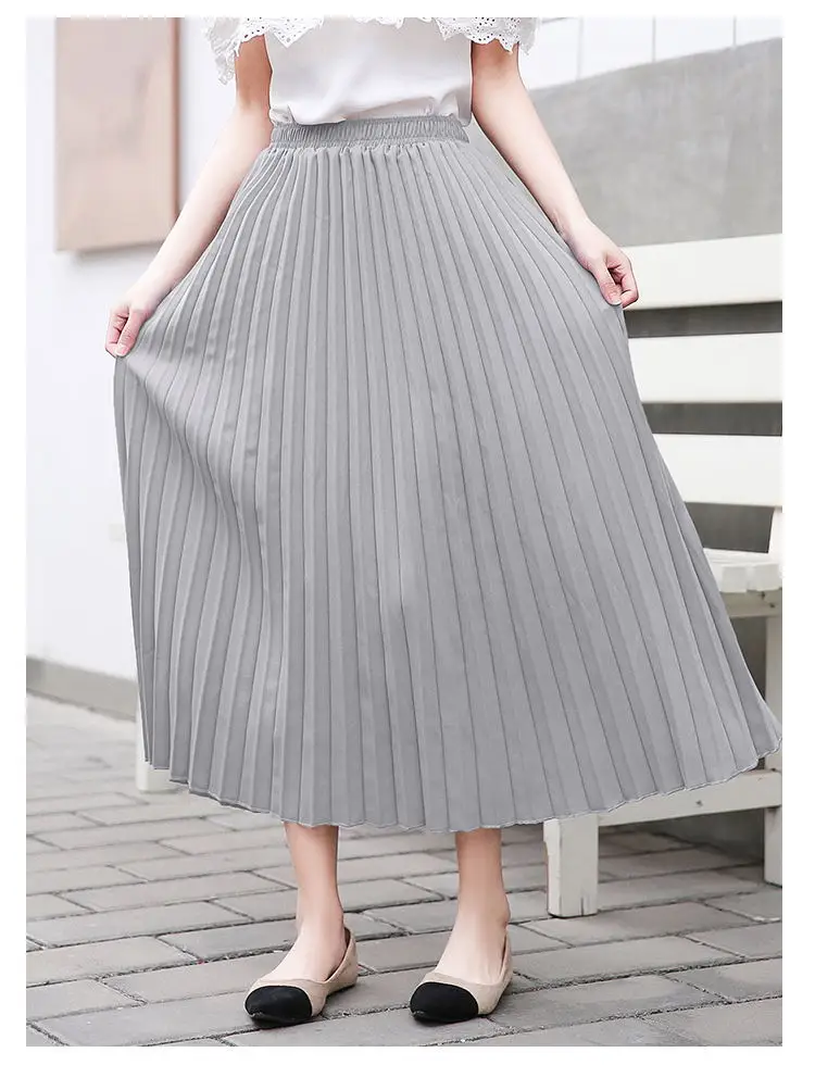 Wholesale 2024 Summer Long Skirts For Women Casual High Waist Pleated Skirts Women Long