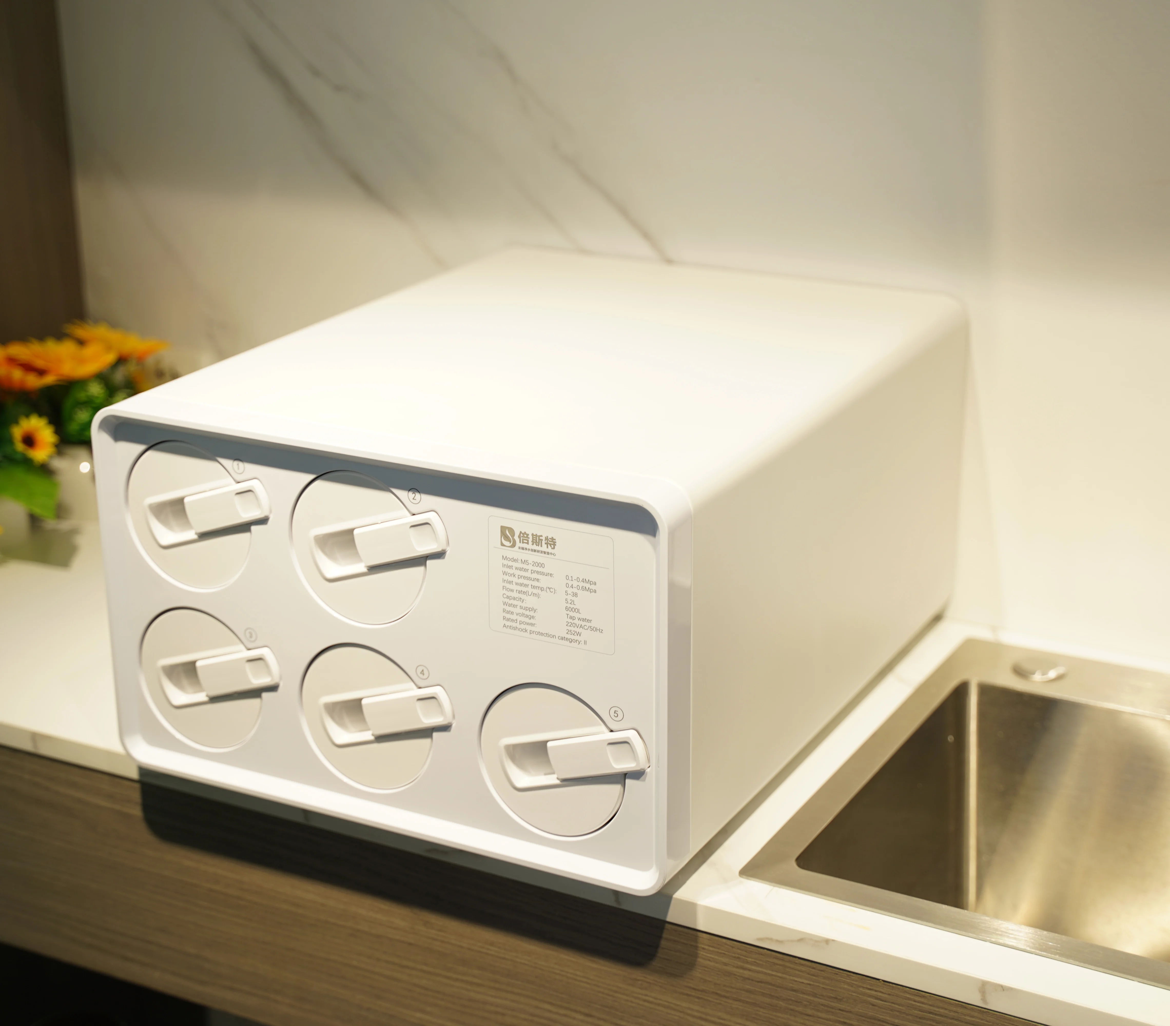 5 stage 2000GPD large flow rate compact reverse osmosis purifier for coffee shop or restaurant direct drinking