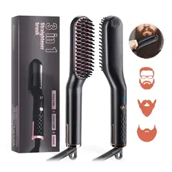 Ready to Ship Electric Ceramic Beard Straightening Brush Comb Iron Hair Straightener for Men