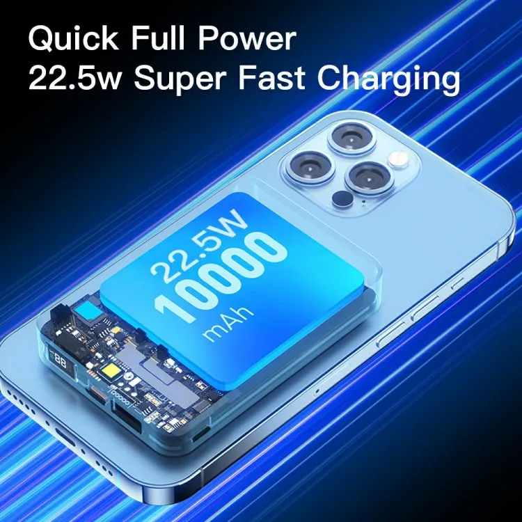 E SSAGER Transparent 15W Magnetic Power Bank 10000mAh Phone Portable Charger Wireless Power Bank