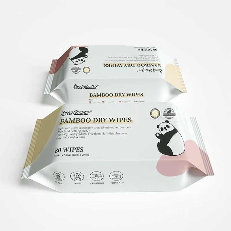 Biodegradable Organic Makeup Remove Wipes Bamboo Dry Wipes Cotton Tissue Disposable facial cleaning dry wipe