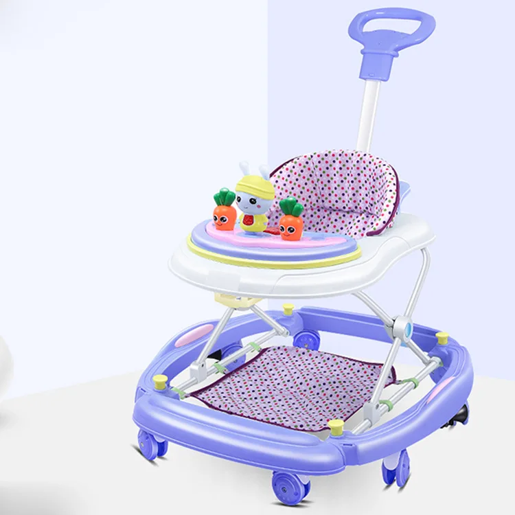 Comfort with music six wheeled baby walkers for men and women anti-rollover/music plastic break baby walker for sale