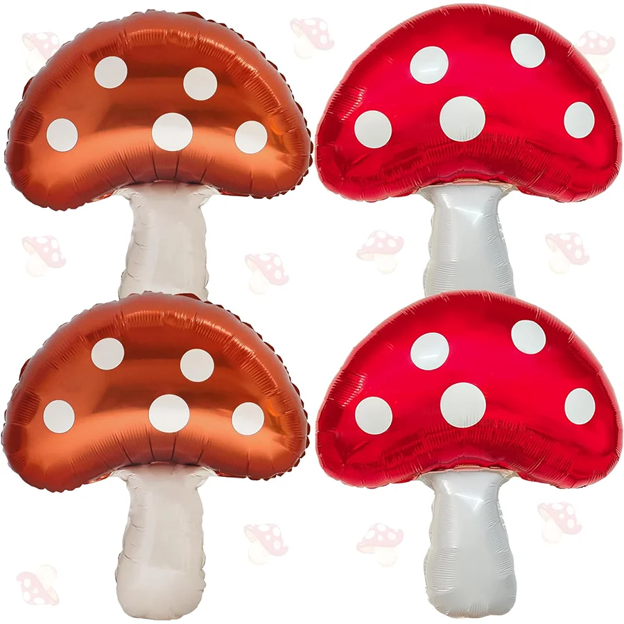 CYmylar mushroom shaped foil balloons Wonderland theme party decoration helium globos for forest theme birthday decoration