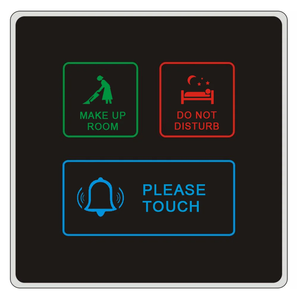 Small LED Doorplate Touch Doorbell DND MUR LOGO Room Number Sign Electronic Doorplate Do Not Disturb Room Status Smart Switch