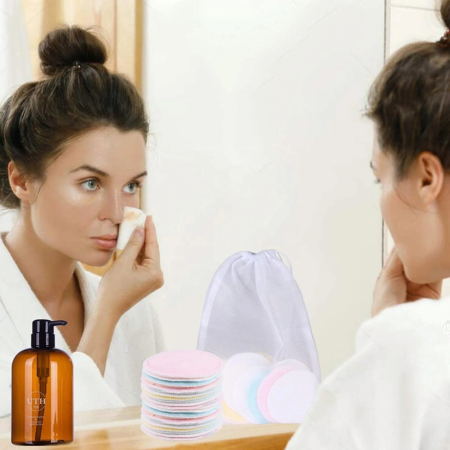 High Quality Reusable Make up Removal Pads 12 Cm Washable Magic Bamboo Makeup Remover Cotton Pad for Face