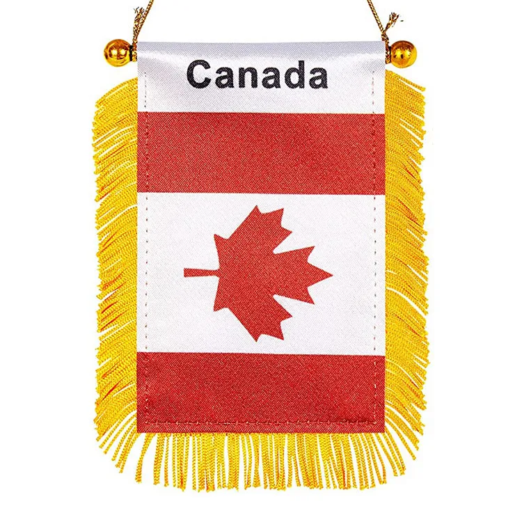 Hot sale USA flag 3*5 Inch Fringe Mini Car Rearview Mirror Flag Cuba Hanging Flag With Suction Cup