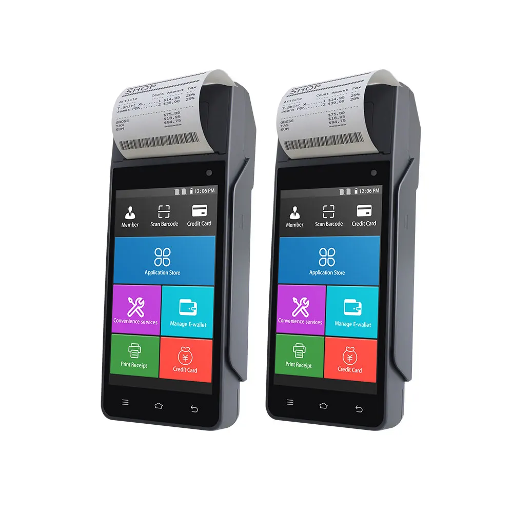 Android 7.1 Z90 hot sale handheld android terminal contactless gprs 4G wifi printer all in one card reader pos machine