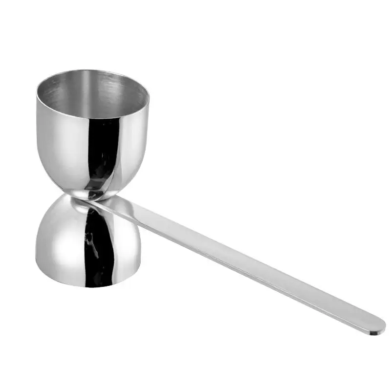 QZQ Double Spirit Measuring Cup Japanese Long Handle Whisky Gin Rum Vodka Stainless Steel Metal Bar Cocktail Jigger