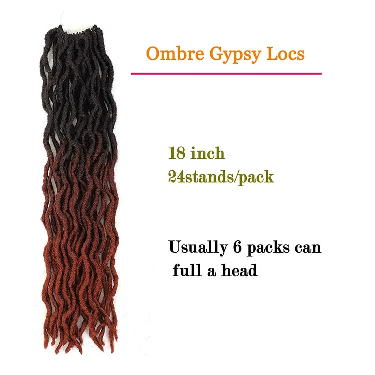 Gypsy Locs Wavy Nu Gypsy Faux Locs Crochet Hair Extensions Gypsy Locks Solid And Ombre Color Synthetic Hair For Braiding 18 Inch