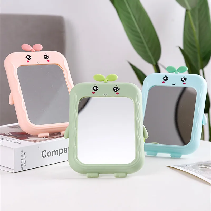 Wholesale Cute Cartoon Desktop Makeup Mirror Girl Dormitory Foldable Table Cosmetic Square Doll Mirrors