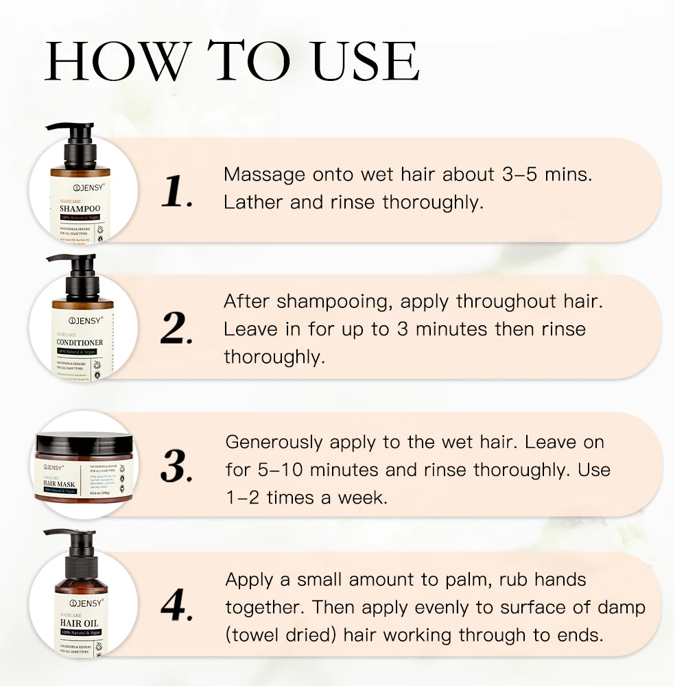 Sulfate free natural private label organic argan oil coconut rosemary oil moisturizing shampoo and conditioner hair care set