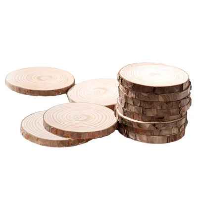 3-12cm Thick 1 Pack Natural Pine Round Unfinished Wood Slices Circles With Tree Bark Log Discs DIY Crafts Wedding Party Painting