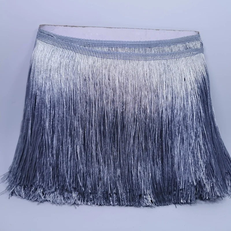 Wholesale 20CM Shiny Polyester Silky Chainette Lace Fabric Fringe Trim for Dancing Dress