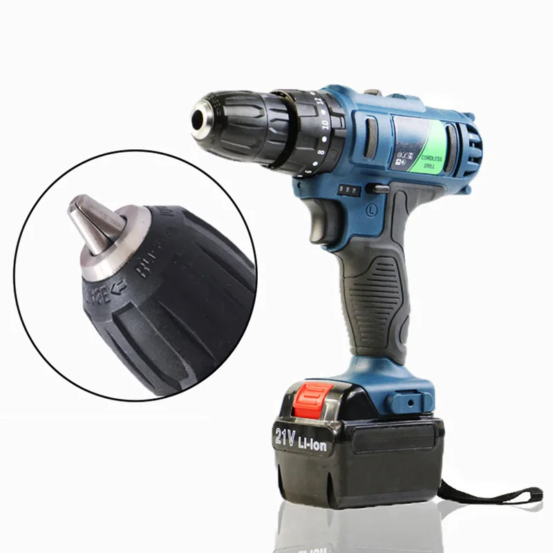 Household Combination 21V Cordless Power Lithium Battery Charger Mini Impact Cordless Driver Drill