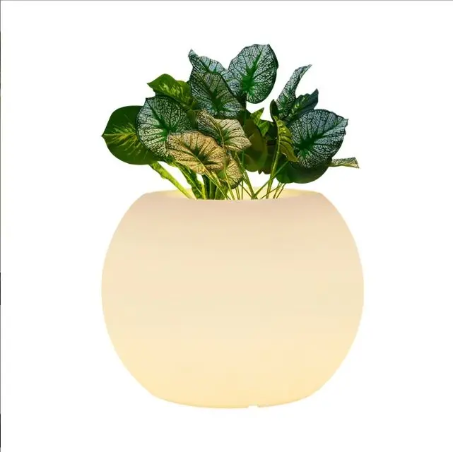 Custom Light Up Flower Pots Wholesale Price Led Pot Exhibition Changing Decorative Luminous Plastic Flower Pot For Garden