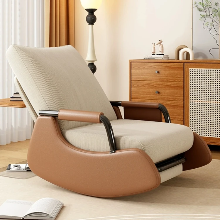 Modern hot selling wood furniture leisure lounge living room sofa fabric rocking chair
