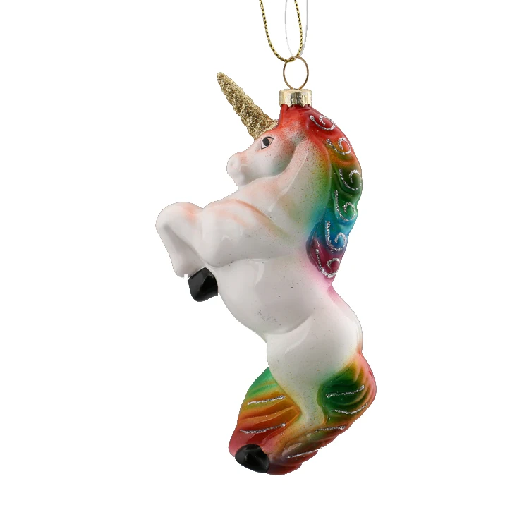 Factory Wholesale Best Selling Glass unicorn Christmas Tree Ornaments