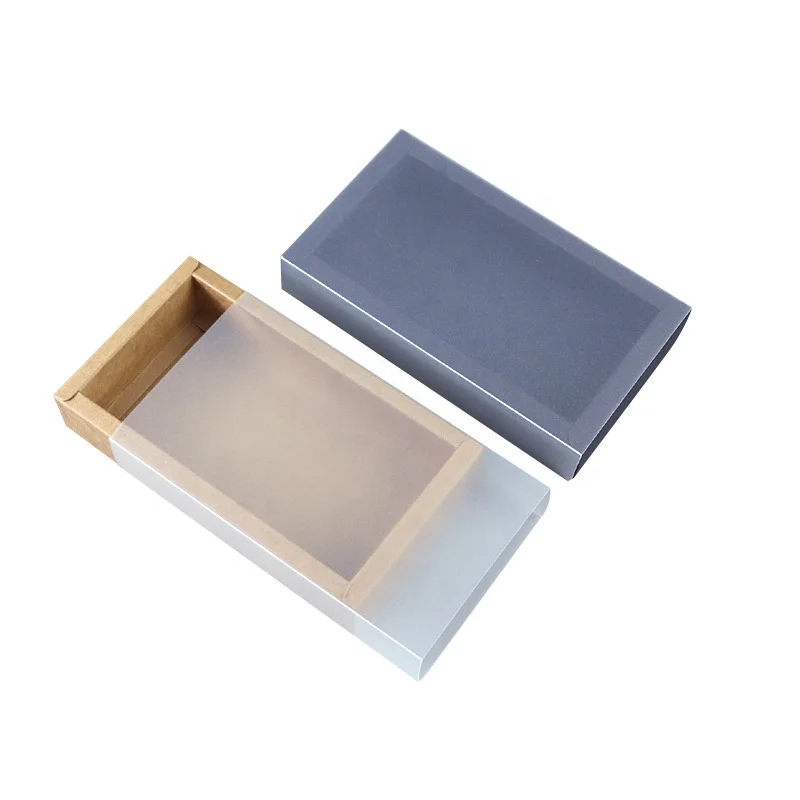 Custom Logo Kraft Paper Pie Gift Box Packing Pvc clear Window Underwear Recycled Sliding Cardboard Packaging Drawer Box