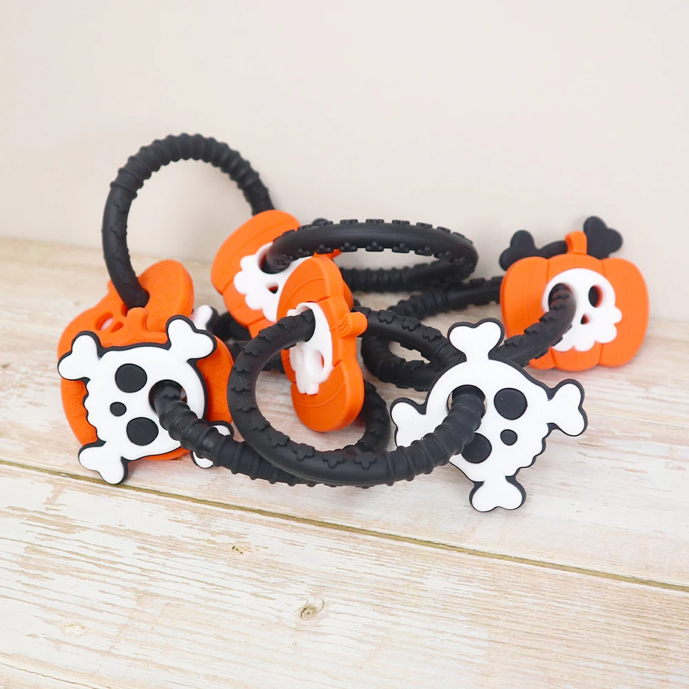 New BPA Free Kids Sensory Halloween Teether Baby Teething Ring Toy Teether Baby Silicone