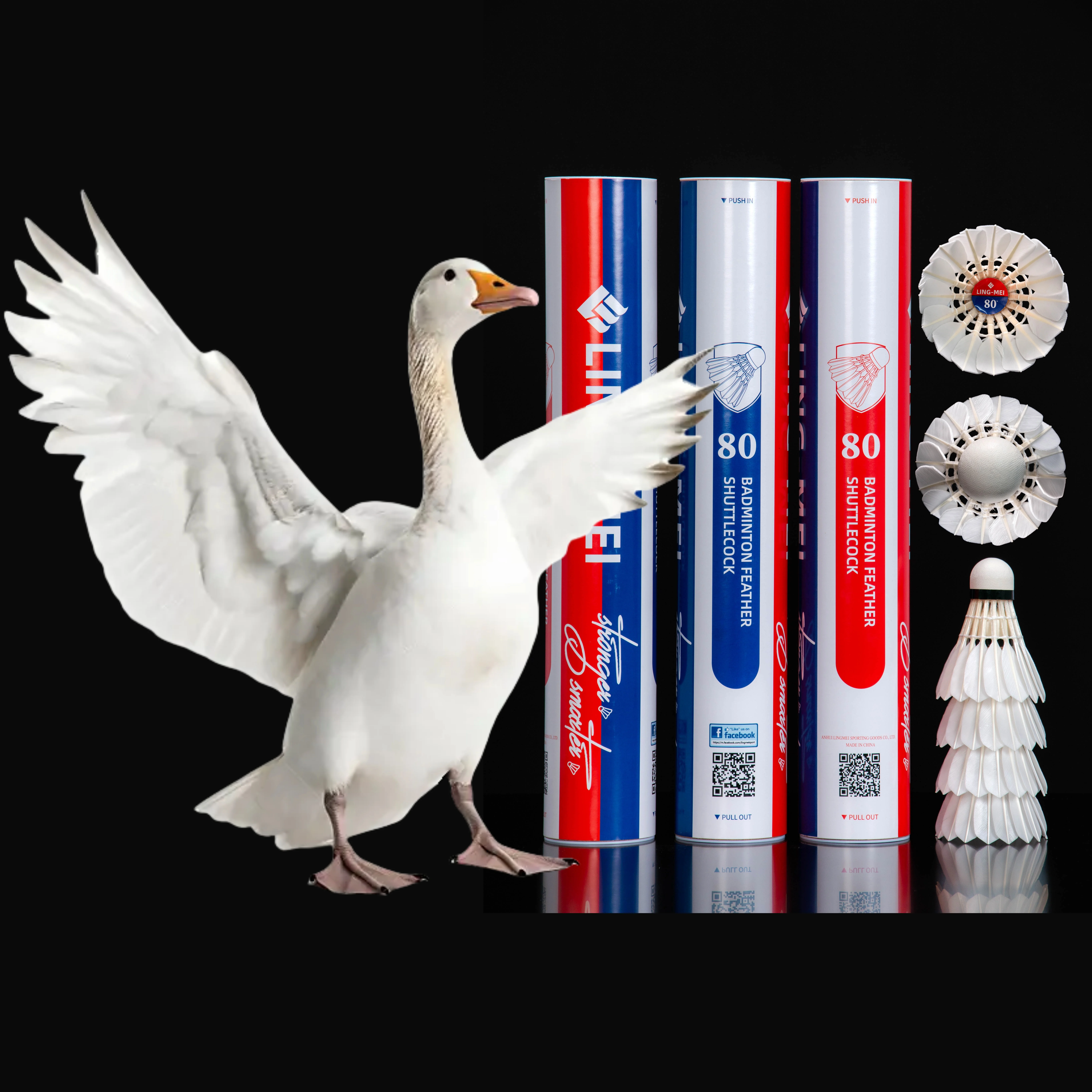 LINGMEI-80 BWF Custom  LING MEI 80 Goose Feather Badminton Shuttlecock Birdies Shuttles Shuttle EG1130 for Tournament Training