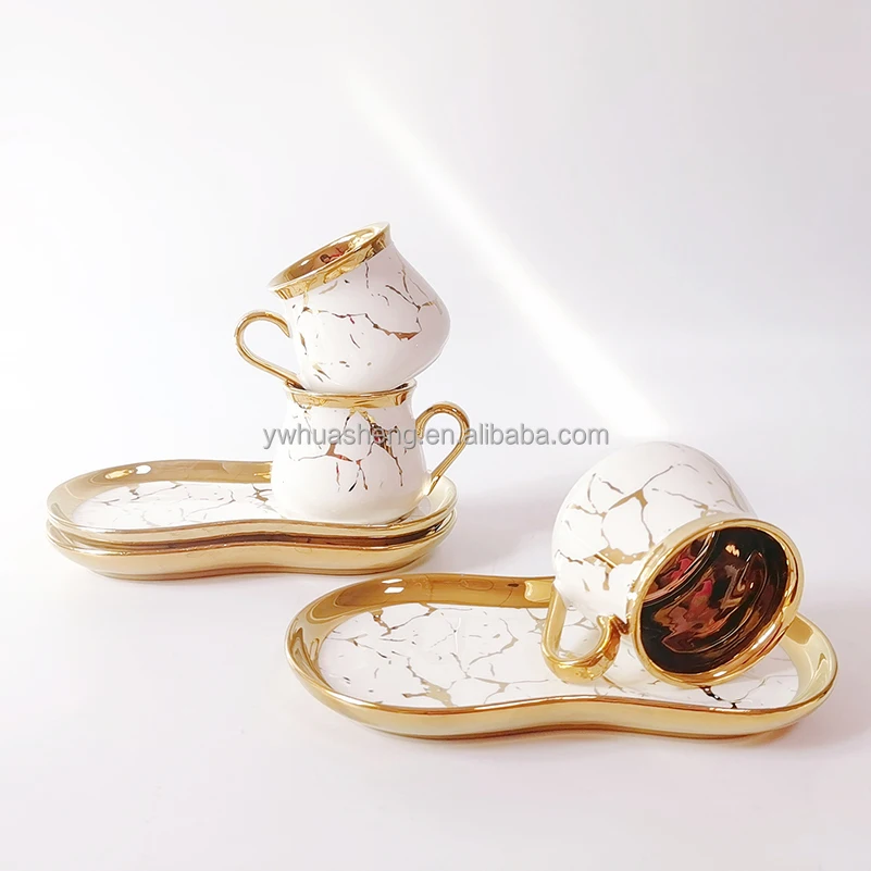 HS Wholesaler Marble Design Luxury Tea set Turkish Arabian Coffee Set Cups Gift Present