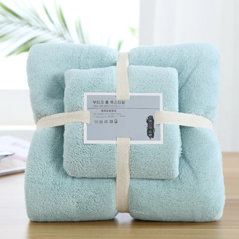 High quality bath towel set gift thick coral fleece soft absorbent face towel bath set
