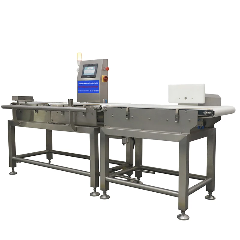 Automatic conveyor belt weighing scales for food, cosmetic, sachet