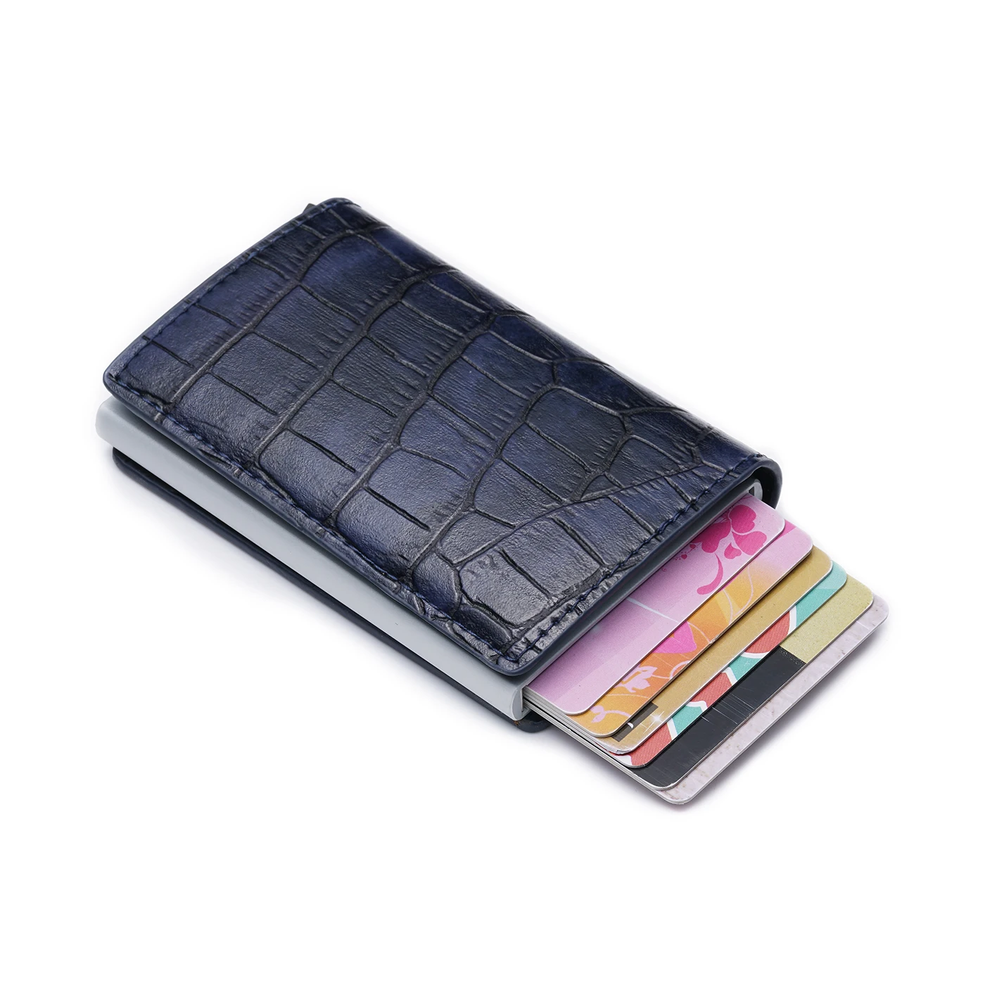 
Manufacturer Customized Wholesale Auto pop up RFID blocking Aluminum Metal PU Leather Men Credit Card Holder Wallet 