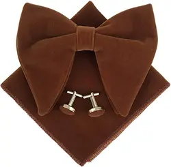 Мужской Бархатный комплект большого размера с галстуком-бабочкой и носовым платком