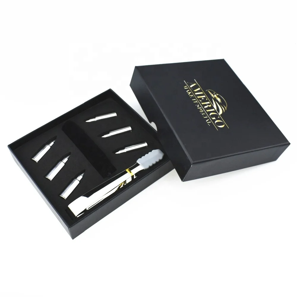 bullet shape whiskey stone ,bullet whiskey stone,whiskey bullets Gift Set with tongs and travel bag