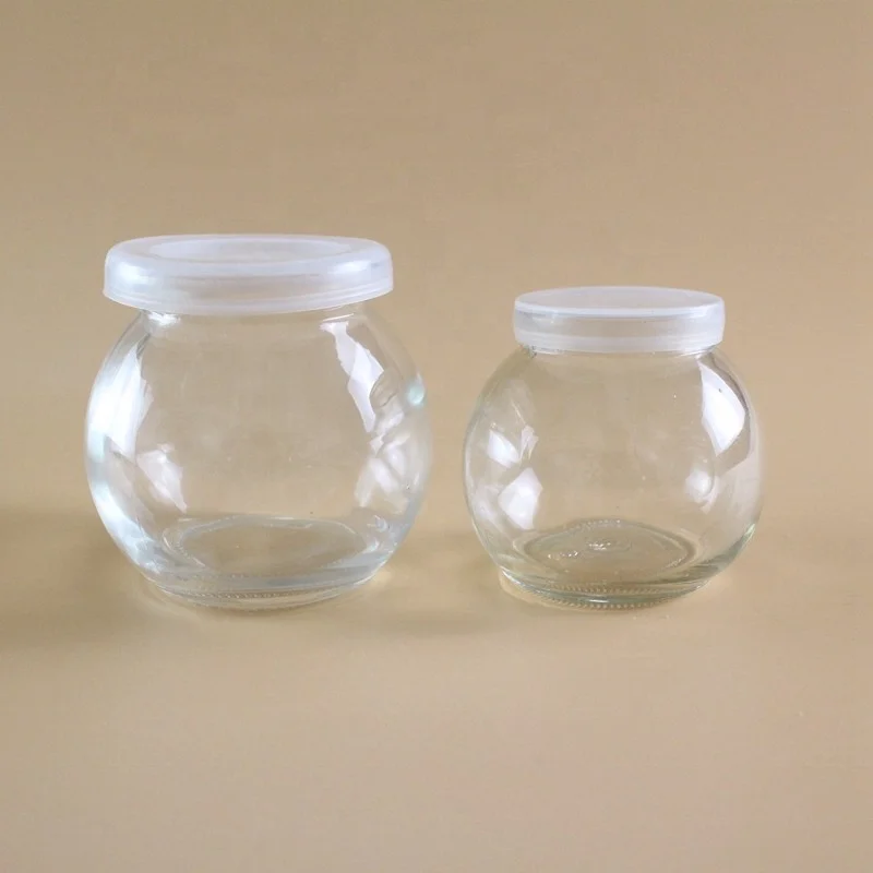 4oz 7oz clear ball shape food container pudding yogurt glass jar with cover