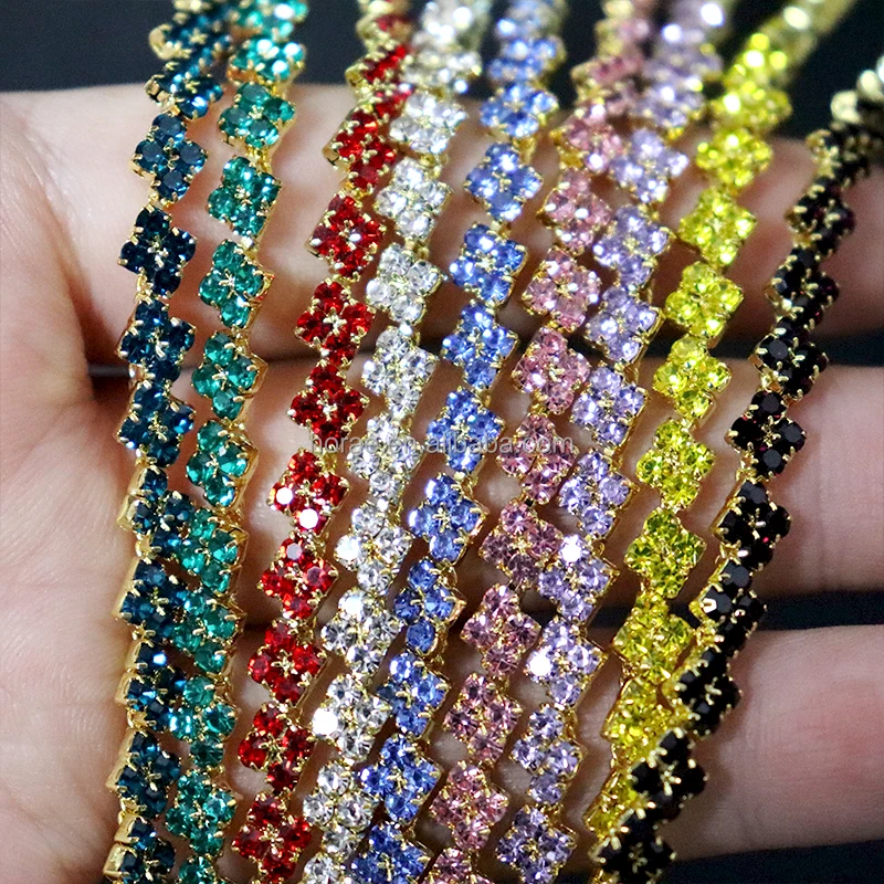 F175 Factory custom multi color rhinestone chain clothing sandals accessories decoration