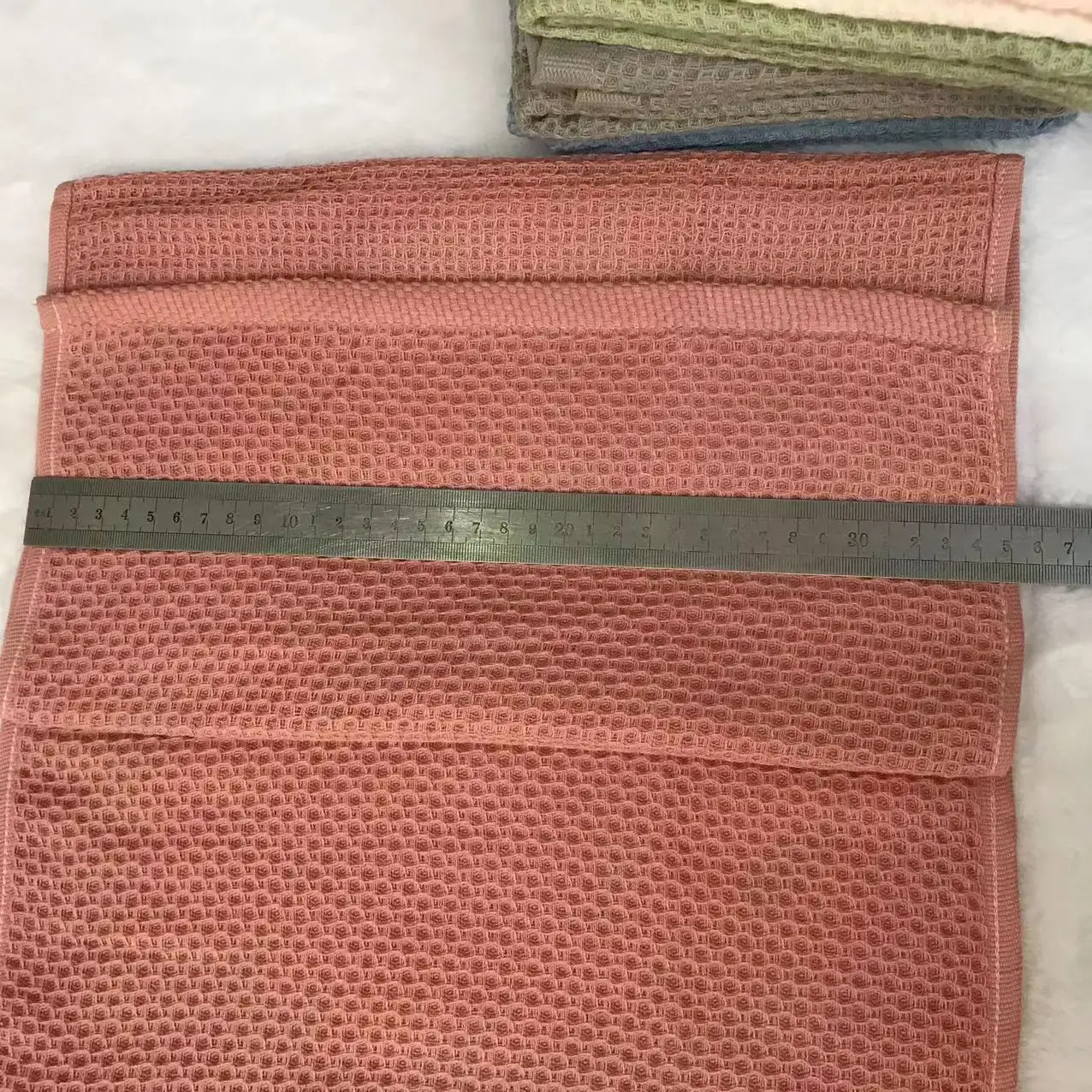 Custom  Logo Waffle Towel Cotton High absorbent Quick Dry waffle kitchen waffle towel weave drying Hotel Bath Towel