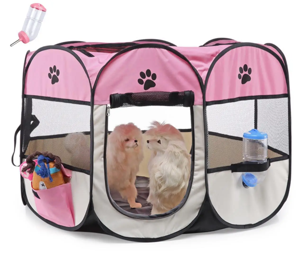 New Pet Foldable Portable Playpen Exercise Kennel Removable with Free Bowls Cats Indoor Outdoor Pet Cages Carriers & Houses Belt