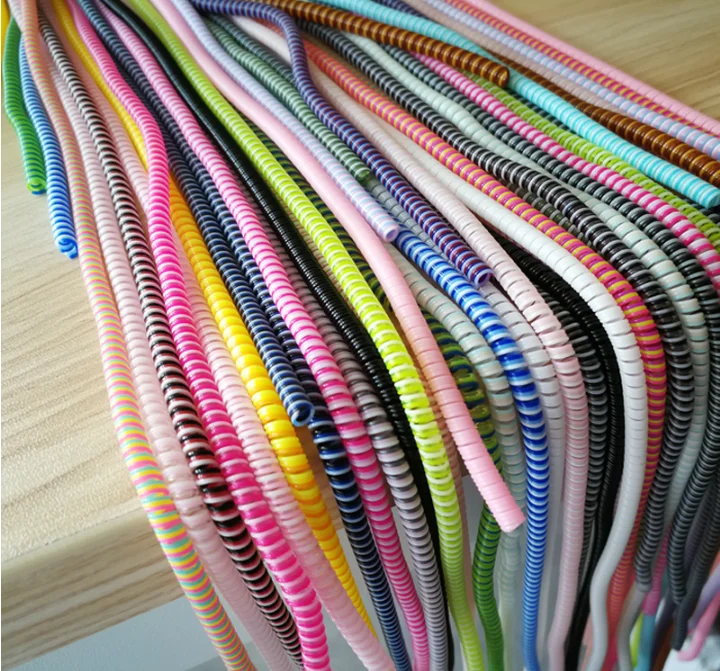 1.4m Color phone Wire Cord Rope protector Anti-break spring protection rope for USB Charging Cable earphone Data Bobbin Winder