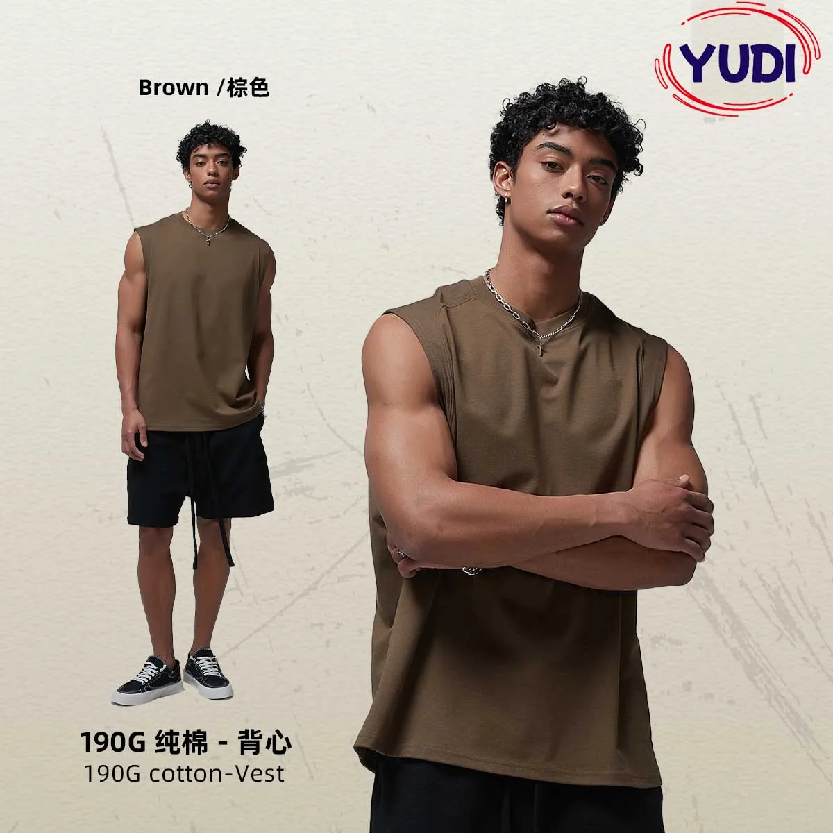 YUDI 190g men casual ropa deportiva hombre gym usa size tank top athletic sleeveless t-shirt vest for men