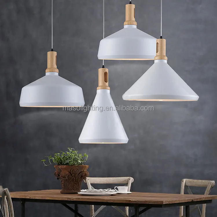 Modern Nordic Wooden Iron Chandelier Pendant Lamp Dinning Room Personality Wooden Lights Cone Novelty Ceiling Lights