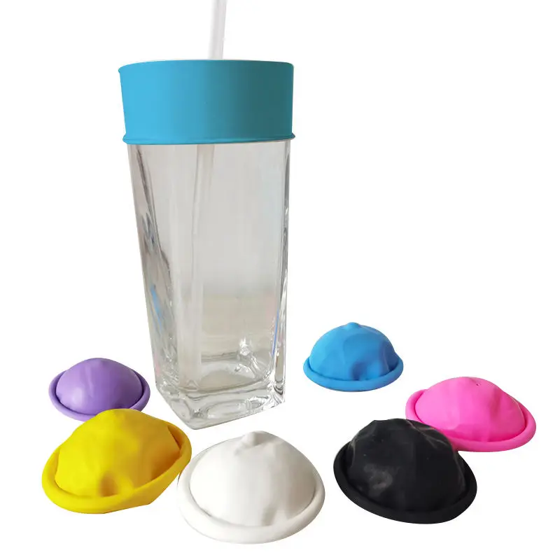 Multicolor Custom Logo Drink Cover Disposable Cup With Lid Cover Glass Silicone Cup Condom Drinks Latex Cup With Lids And Straws