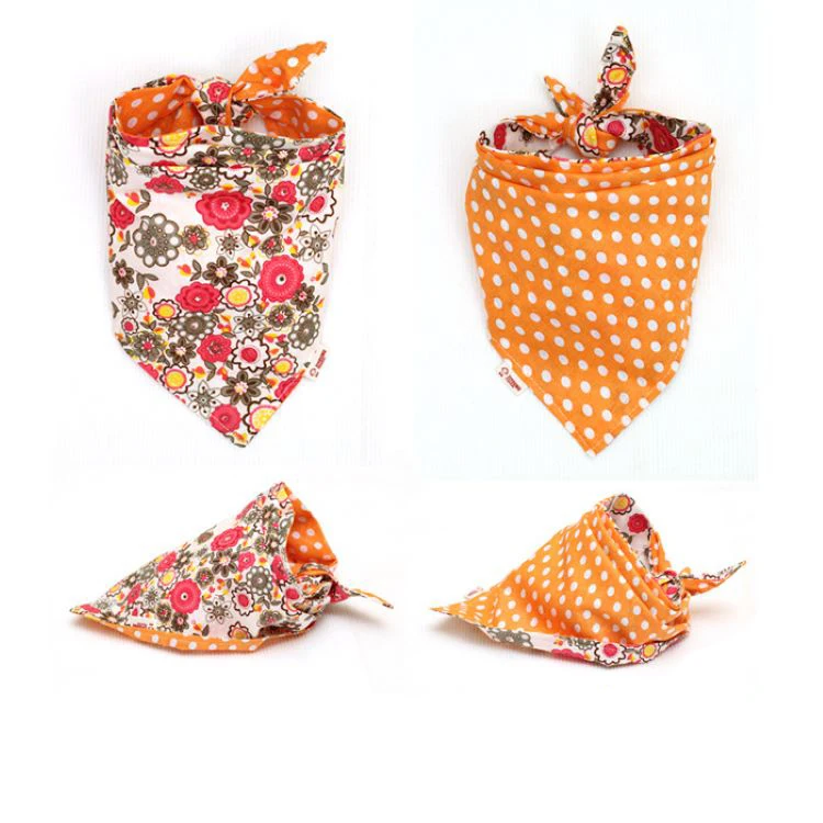 Cute Spring Printed Pet Scarf Accessories Double Reversible Triangle Cotton Dog Bandana