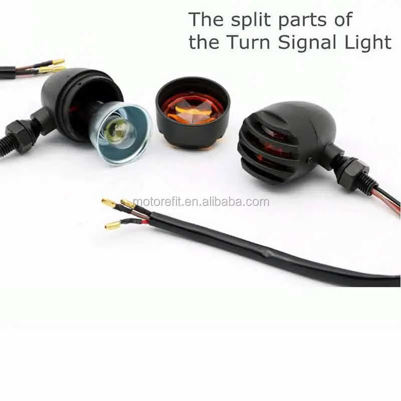 RTS 2PCS Heavy Duty Motorcycle Turn Signals Bulb Indicators Blinkers Lights with Bullet Shape  Amber Lens Front Rear Turn signal