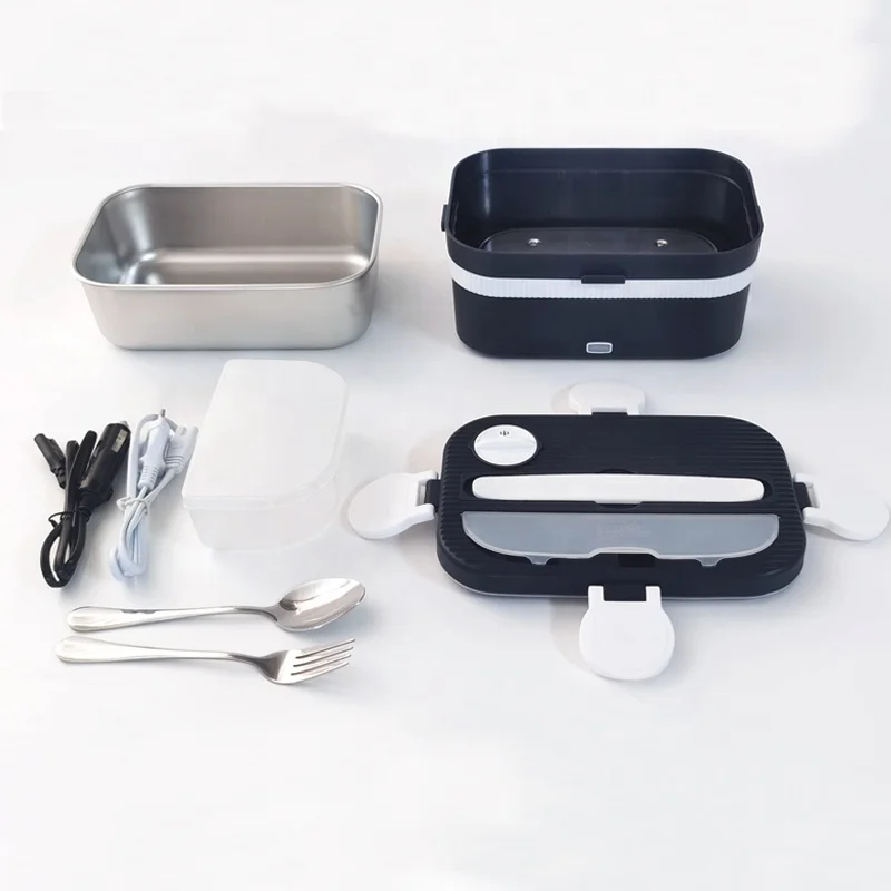 12V 24V 110V Hot Heating Stainless Steel Food Heater Container Insulated Lunch Box 3 in 1 Electric Lunch Warmer For Car Truck