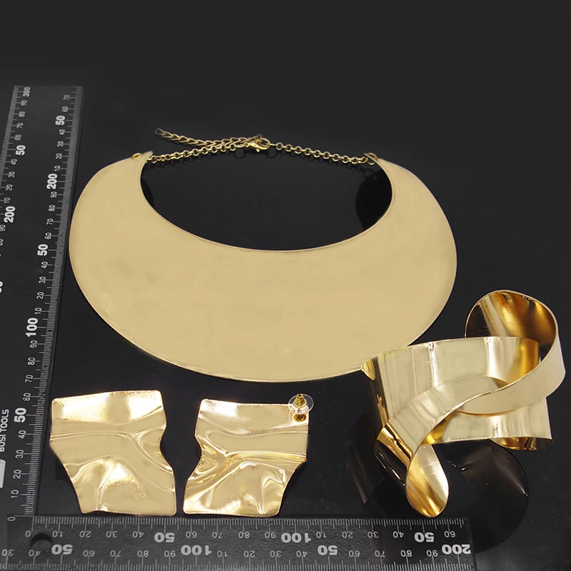 Yulaili Luxury Brazilian Gold Plating Brass Jewelry Sets Bridal Imitation Costume Jewellery Set Dubai 24 Carat Gold Necklaces
