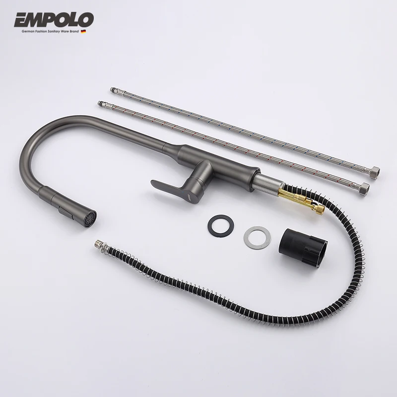 Brass Hot and Cold Water Tap Faucet Pull Out Sink Mixer Kitchen Taps Single Handle Single Hole Pull Down Solid Brass 59 Polished