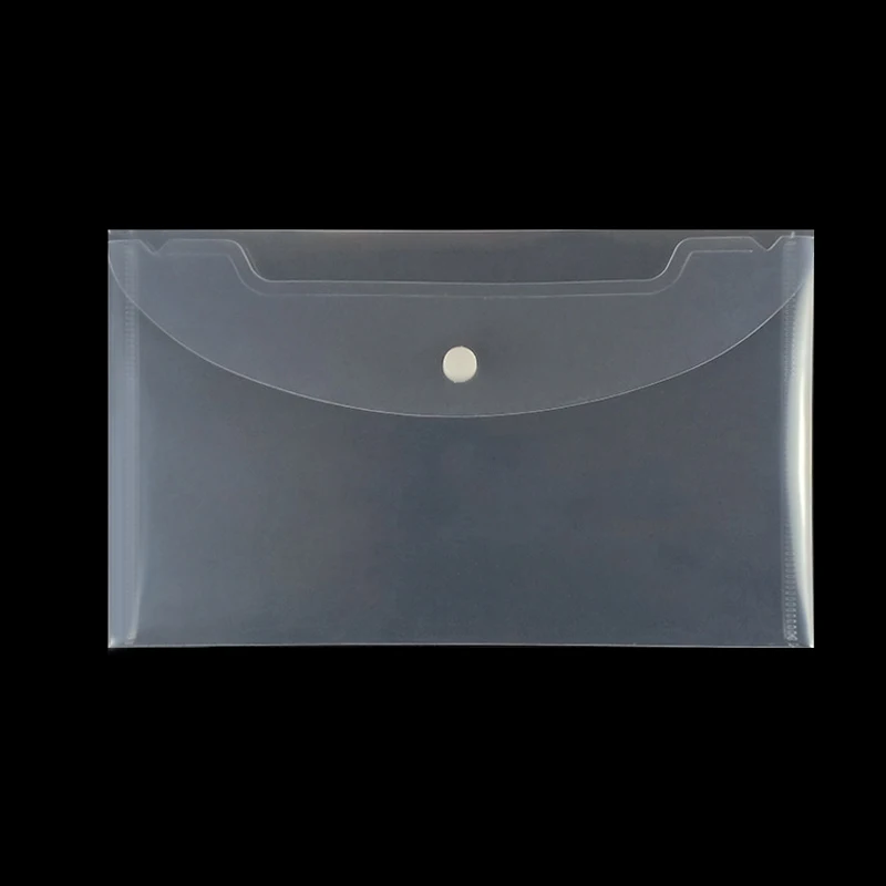 Small PP Stationery Student Exam Pen  Button Bag Bulk Plastic Pencil Pouch  Clear Poly Envelope Case for School Office Storage