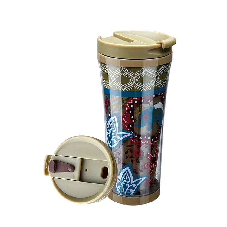 
New Items Cheap price promotion replaceable wallpaper double wall plastic Travel coffee Mug 